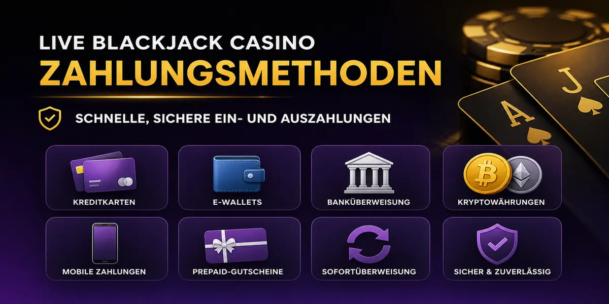 Live Blackjack Casino Zahlungsmethoden — Ein- und Auszahlungen